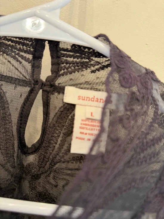 Sundance | Sheer Floral Top Womens mesh stretch boho Like New LARGE blouse - Picture 6 of 10